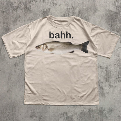 Bahh Funny Sea Bass T-shirt, Fish Meme Shirt, Unhinged Clothes, Ironic Shirts