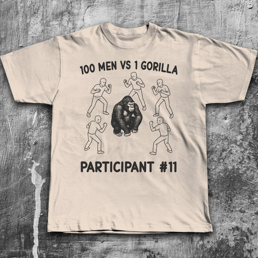 100 Men Vs 1 Gorilla Funny Brainrot T-shirt, Viral Tik Tok Meme Shirt