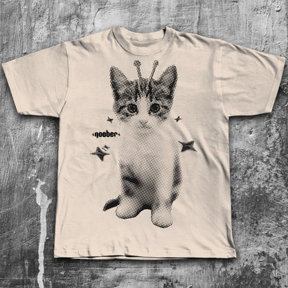 Y2k Retro Goober Alien Cat T-shirt, Vintage Graphic Tee, Silly Cats Shirt