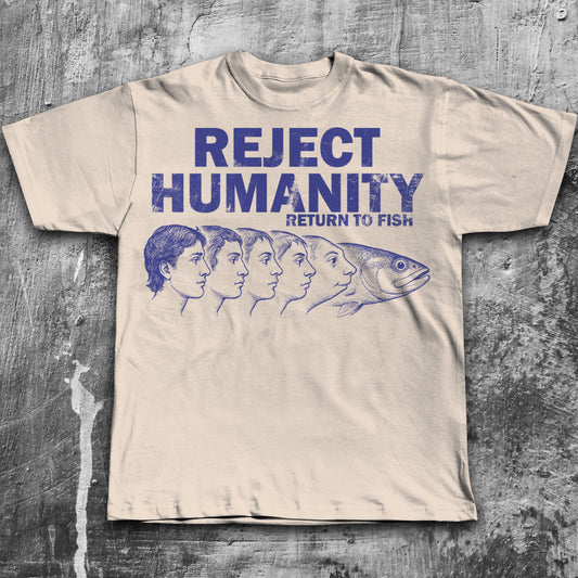 Reject Humanity Return to Fish Shirt, Weird Graphic Tee, Fish Evolution Meme T-Shirt, Gift for Men and Women, Ironic Shirts