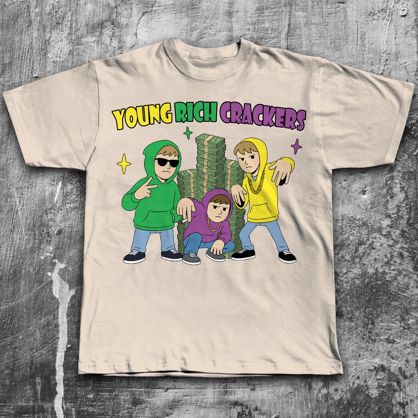 Young Rich Crackers Funny Cartoon T-shirt, Meme Shirts, Unhinged Clothes