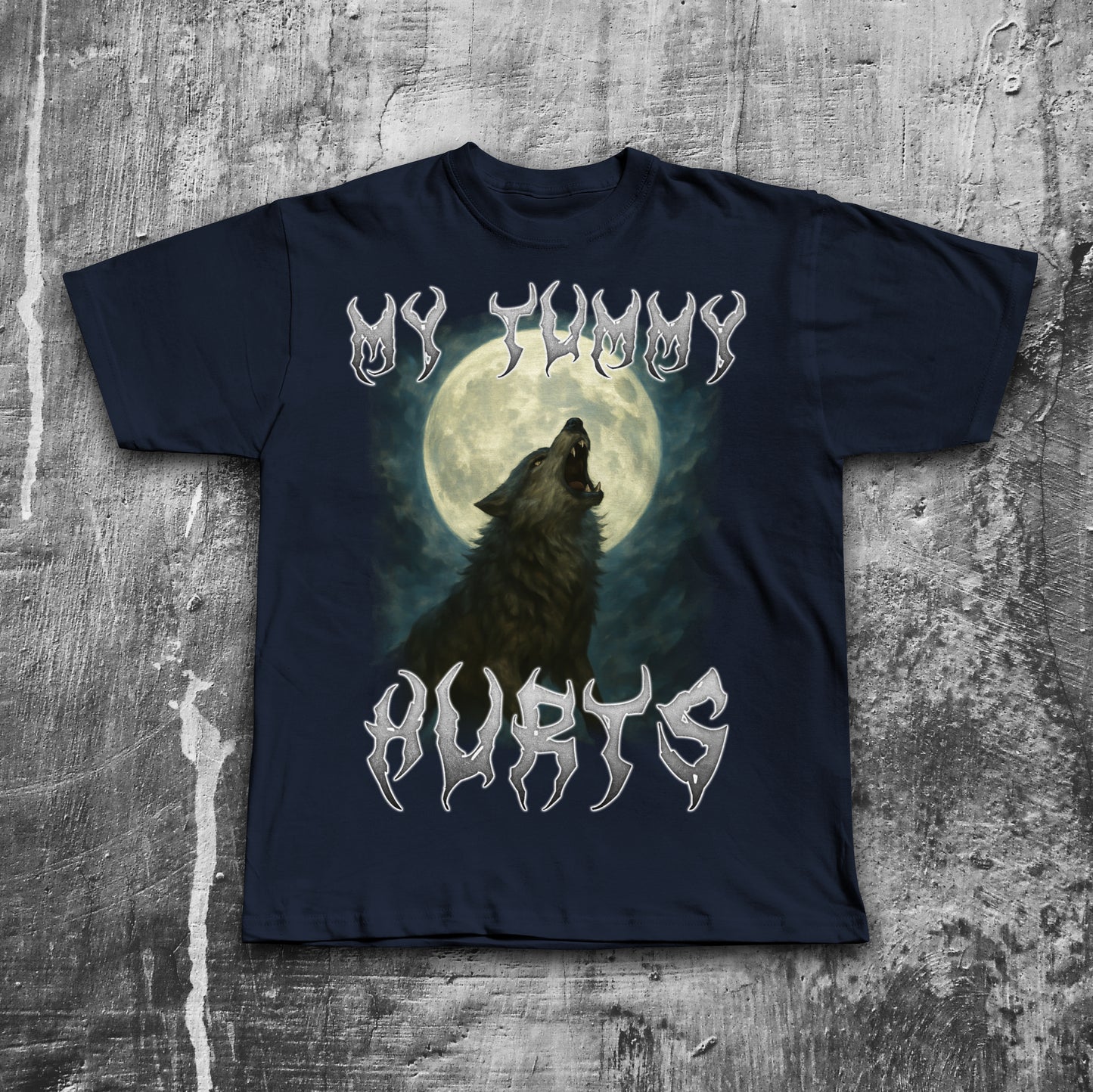 My Tummy Hurts 90s Retro Wolf T-shirt