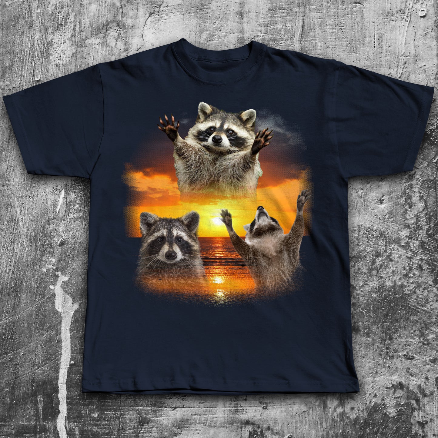 90s Retro Raccoons Sunset T-shirt