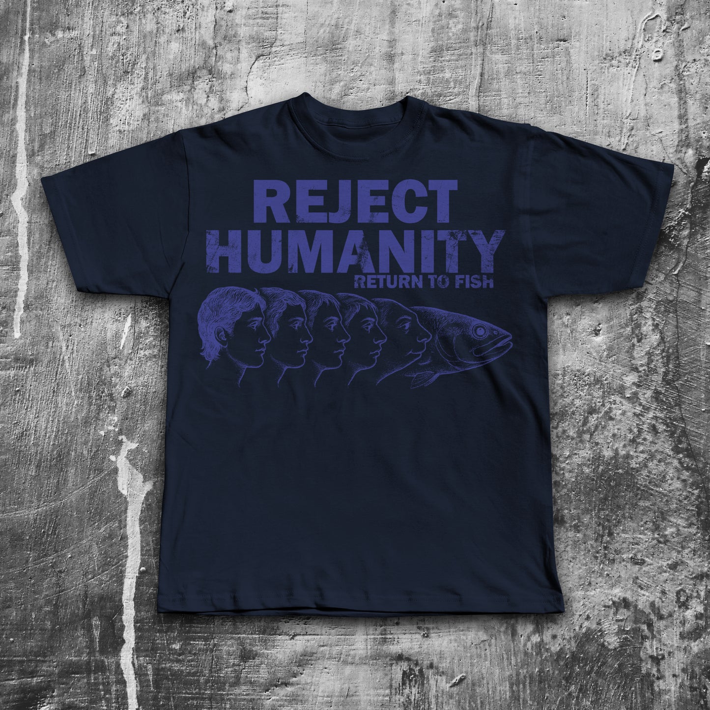Reject Humanity Return to Fish Shirt, Weird Graphic Tee, Fish Evolution Meme T-Shirt, Gift for Men and Women, Ironic Shirts