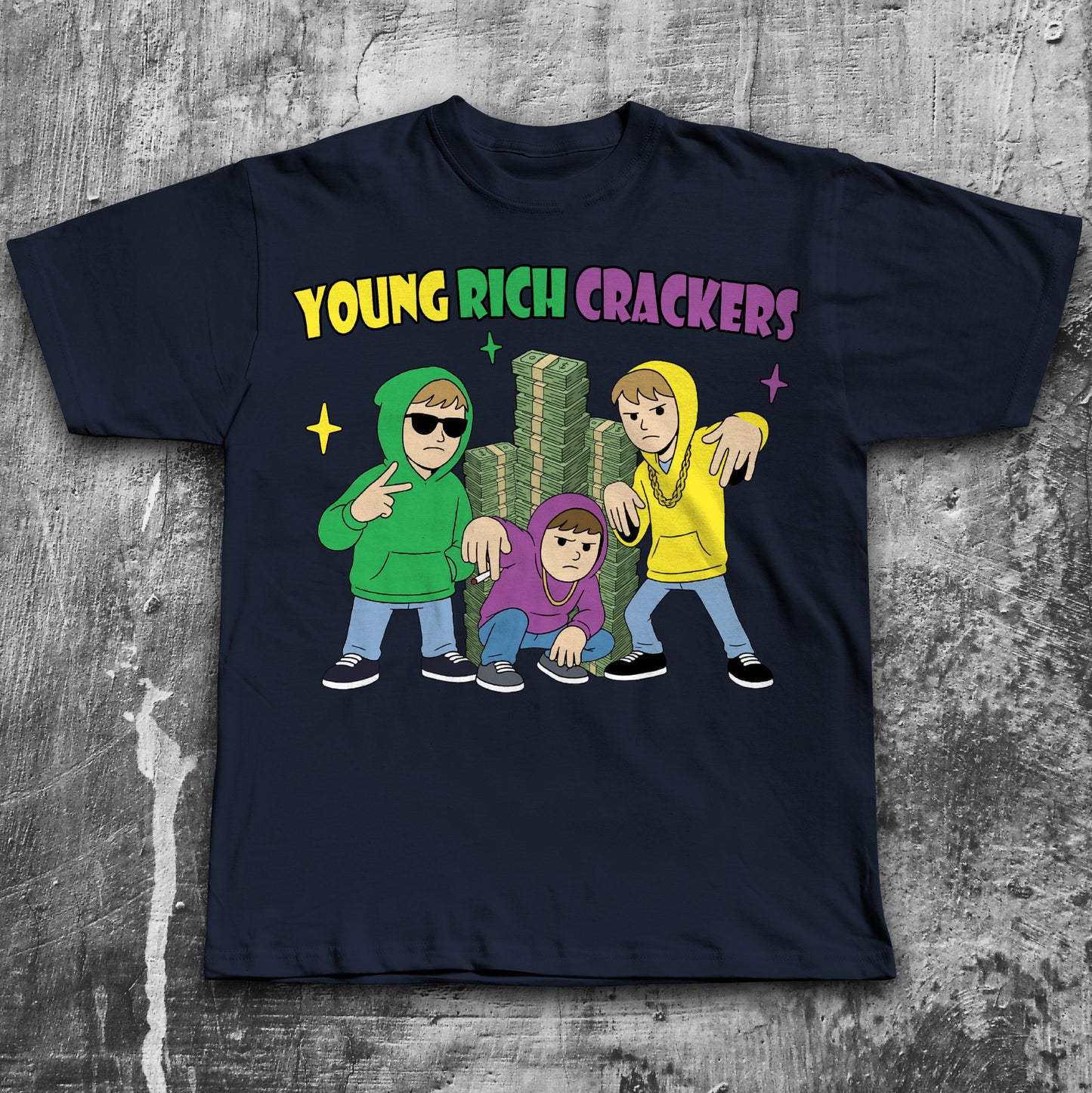 Young Rich Crackers Funny Cartoon T-shirt, Meme Shirts, Unhinged Clothes