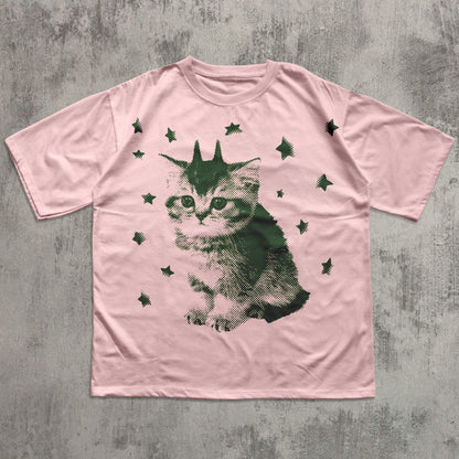 y2k funny alien cat meme t-shirt