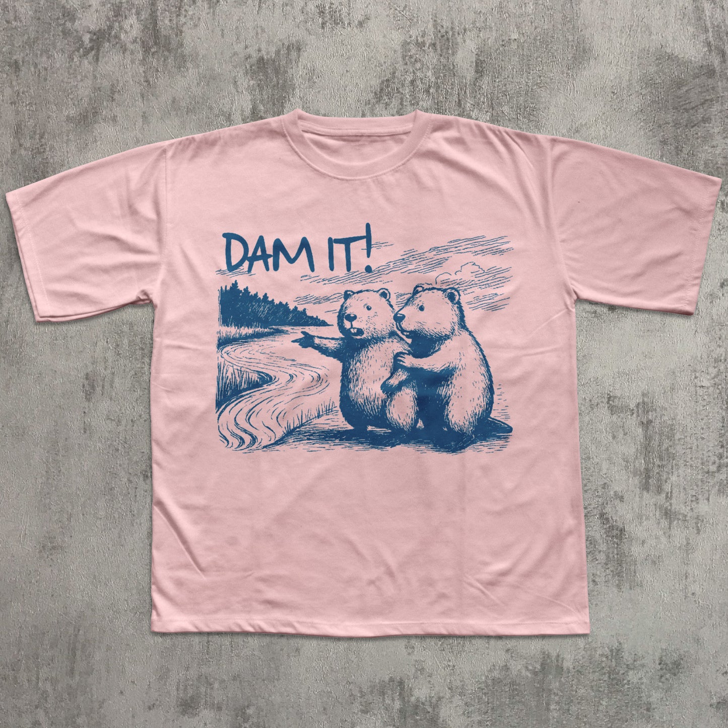 Pink funny Graphic Beaver T-shirt