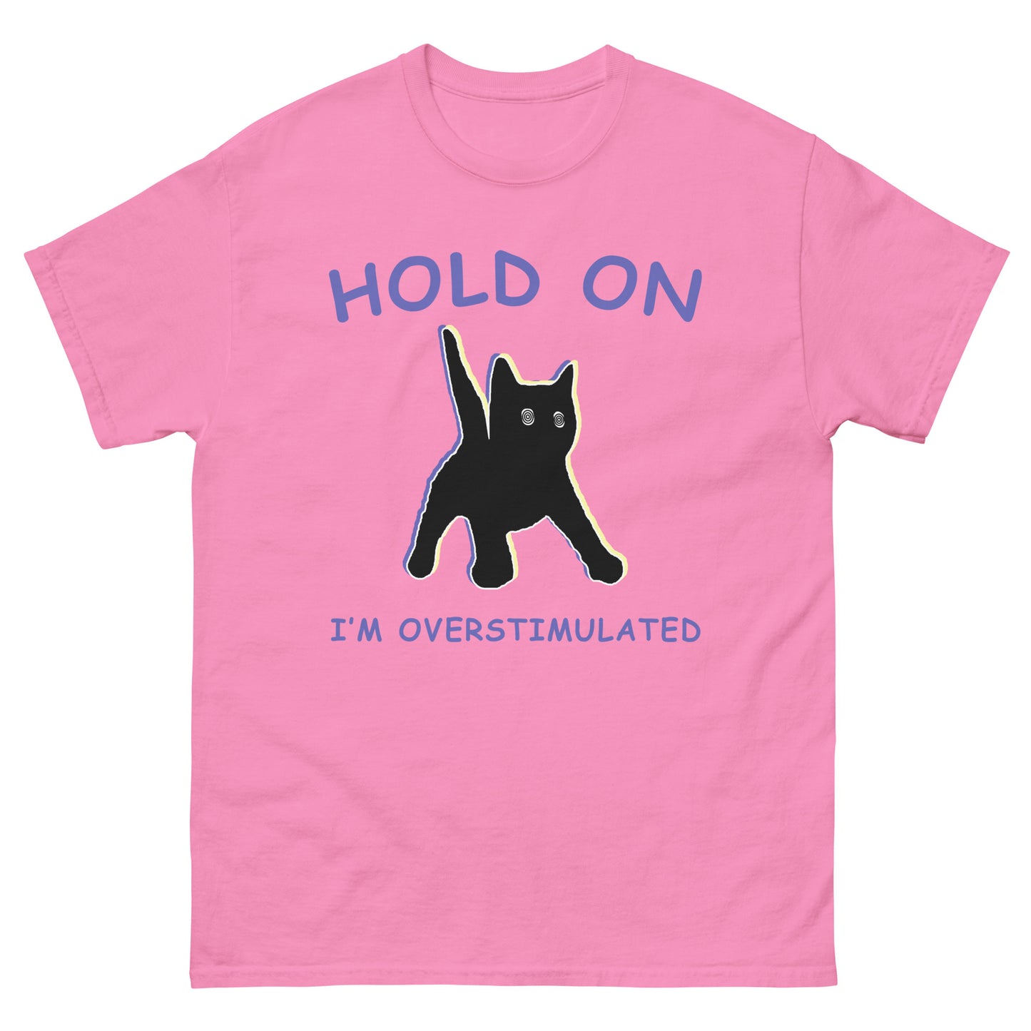 Hold on Im Overstimulated Funny Vintage Graphic Silly Cat Meme T-Shirt