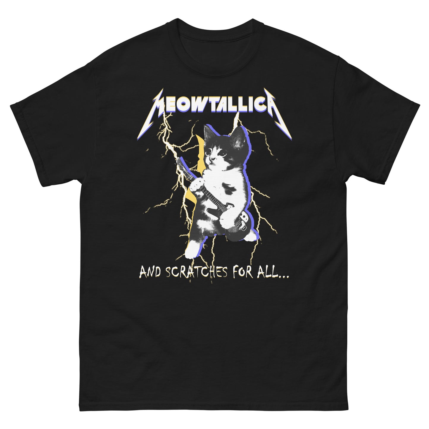 Meowtallica and Scratches for All  Funny Cat Meme T-Shirt