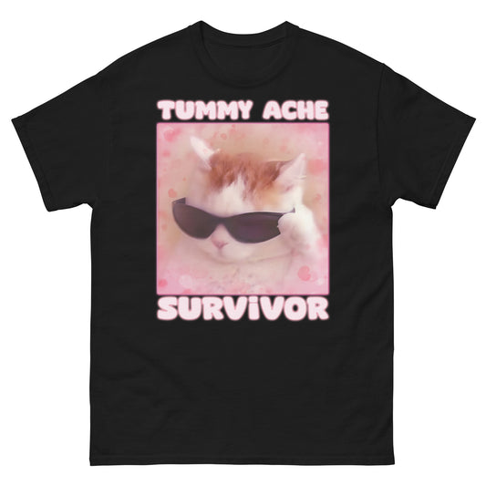 Tummy Ache Survivor Funny Cat Meme T-shirt