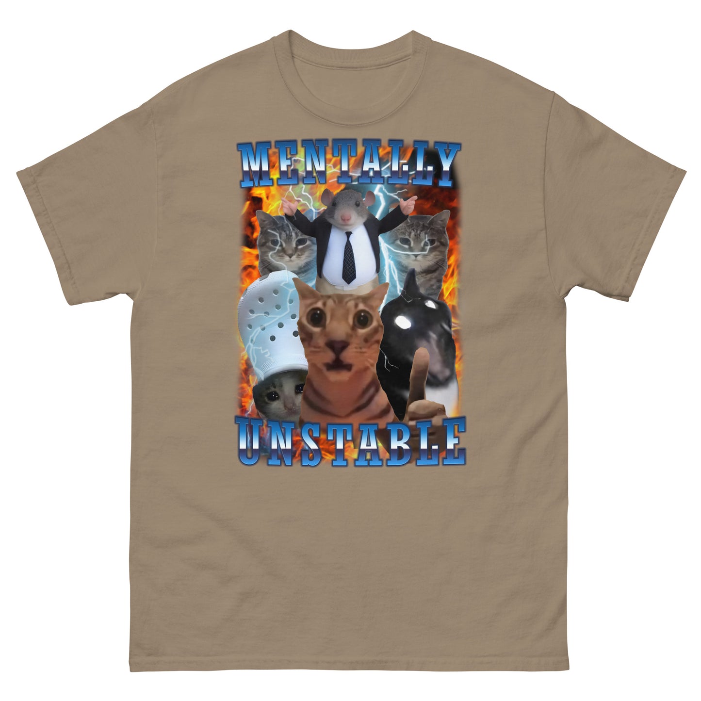 Mentally Unstable Funny Cat Meme Tee Shirt