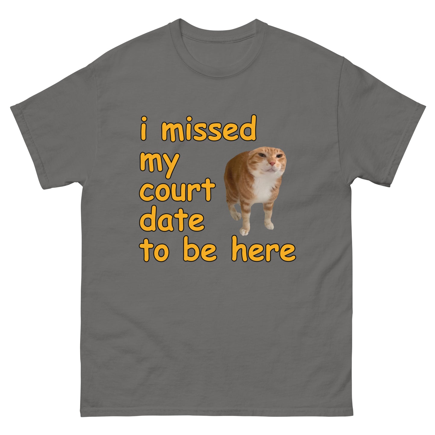 I missed my court date to be here Funny Cat Meme T-shirt