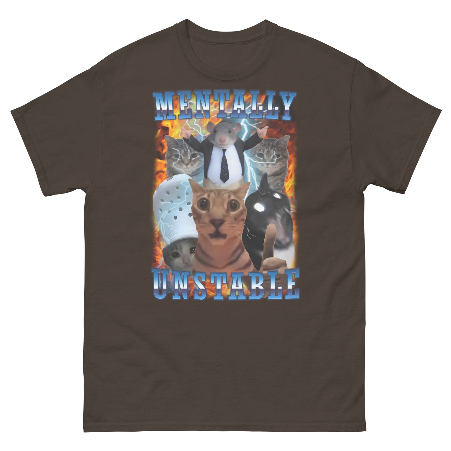 Mentally Unstable Funny Cat Meme Tee Shirt