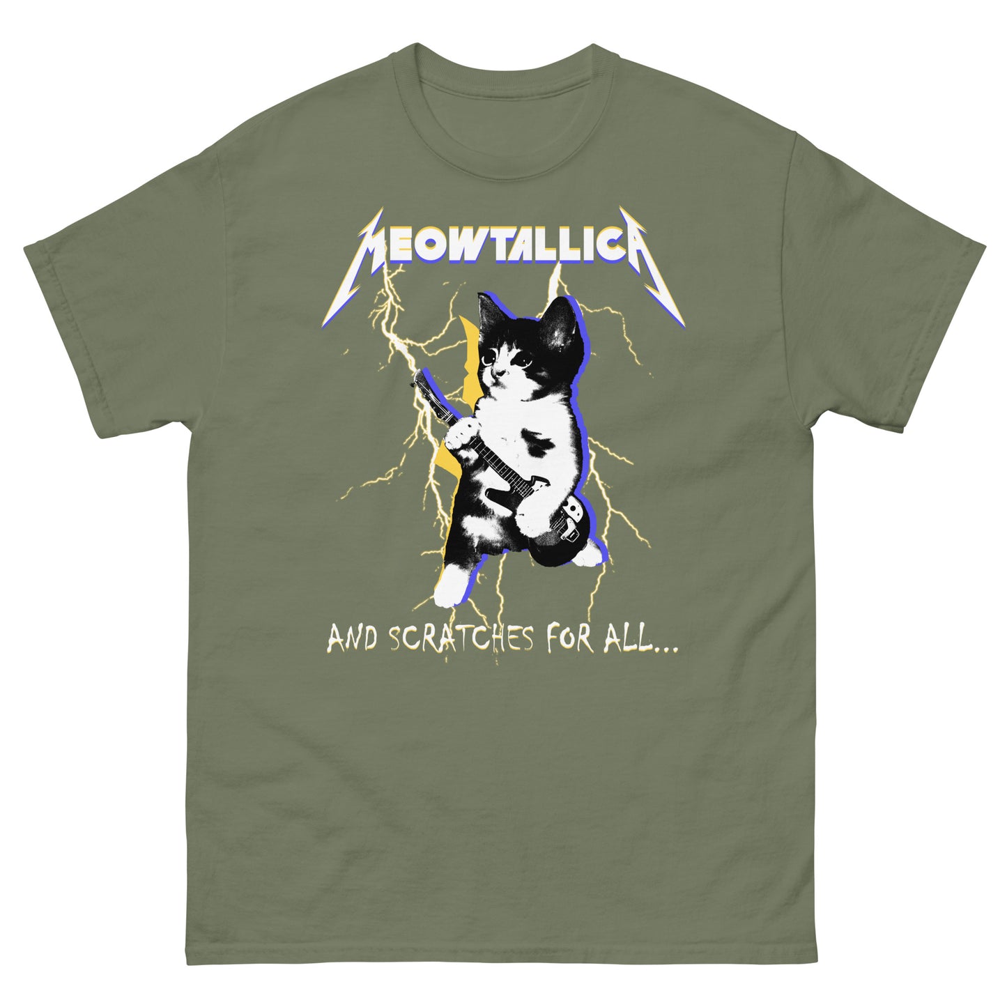 Meowtallica and Scratches for All  Funny Cat Meme T-Shirt