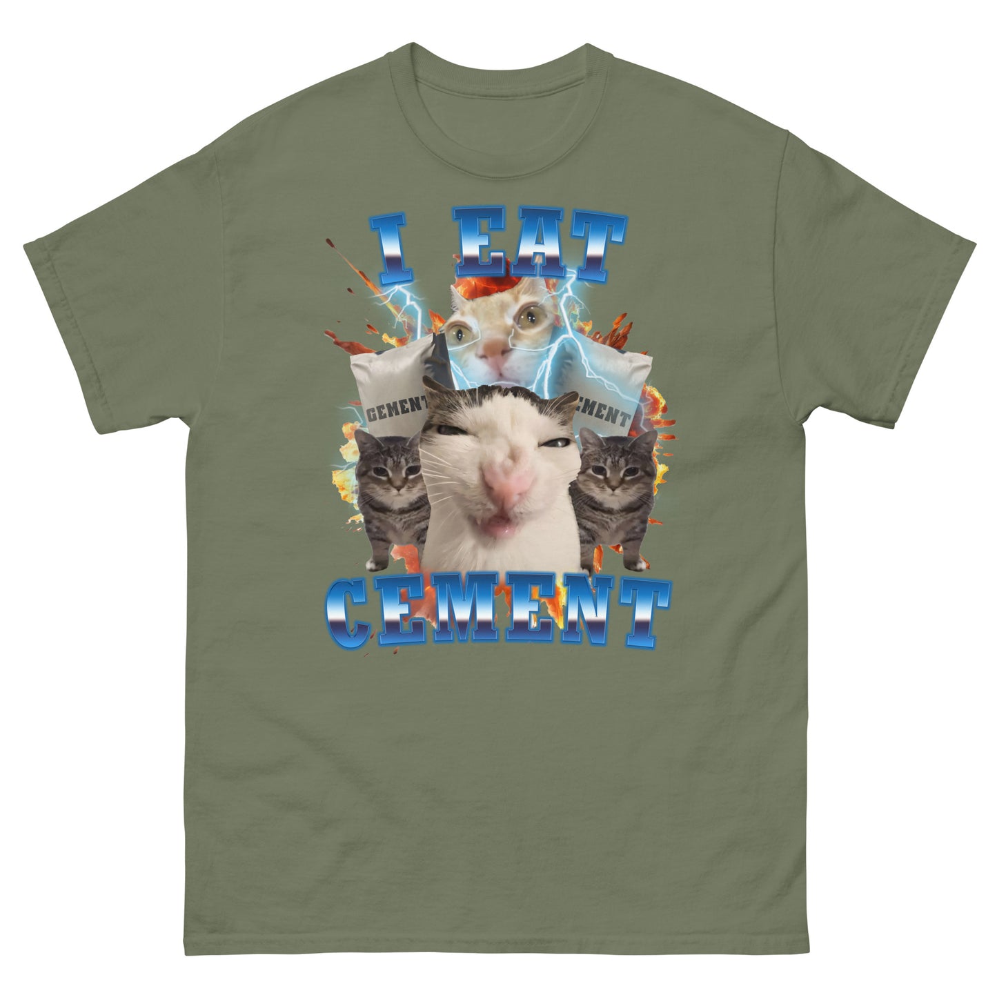 I Eat Cement Funny Cat Meme Tee Shirt