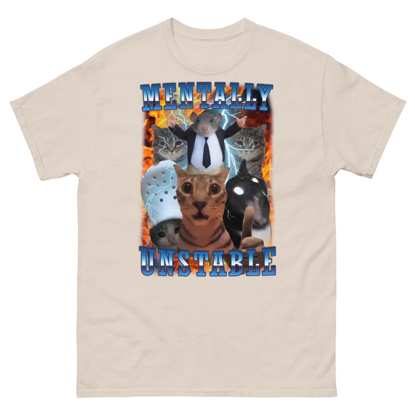 Mentally Unstable Funny Cat Meme Tee Shirt