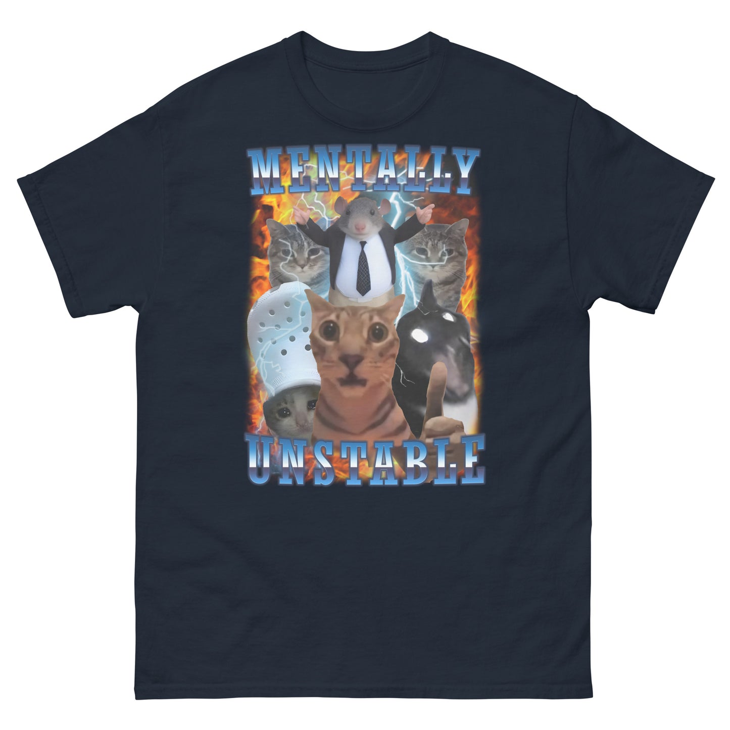 Mentally Unstable Funny Cat Meme Tee Shirt