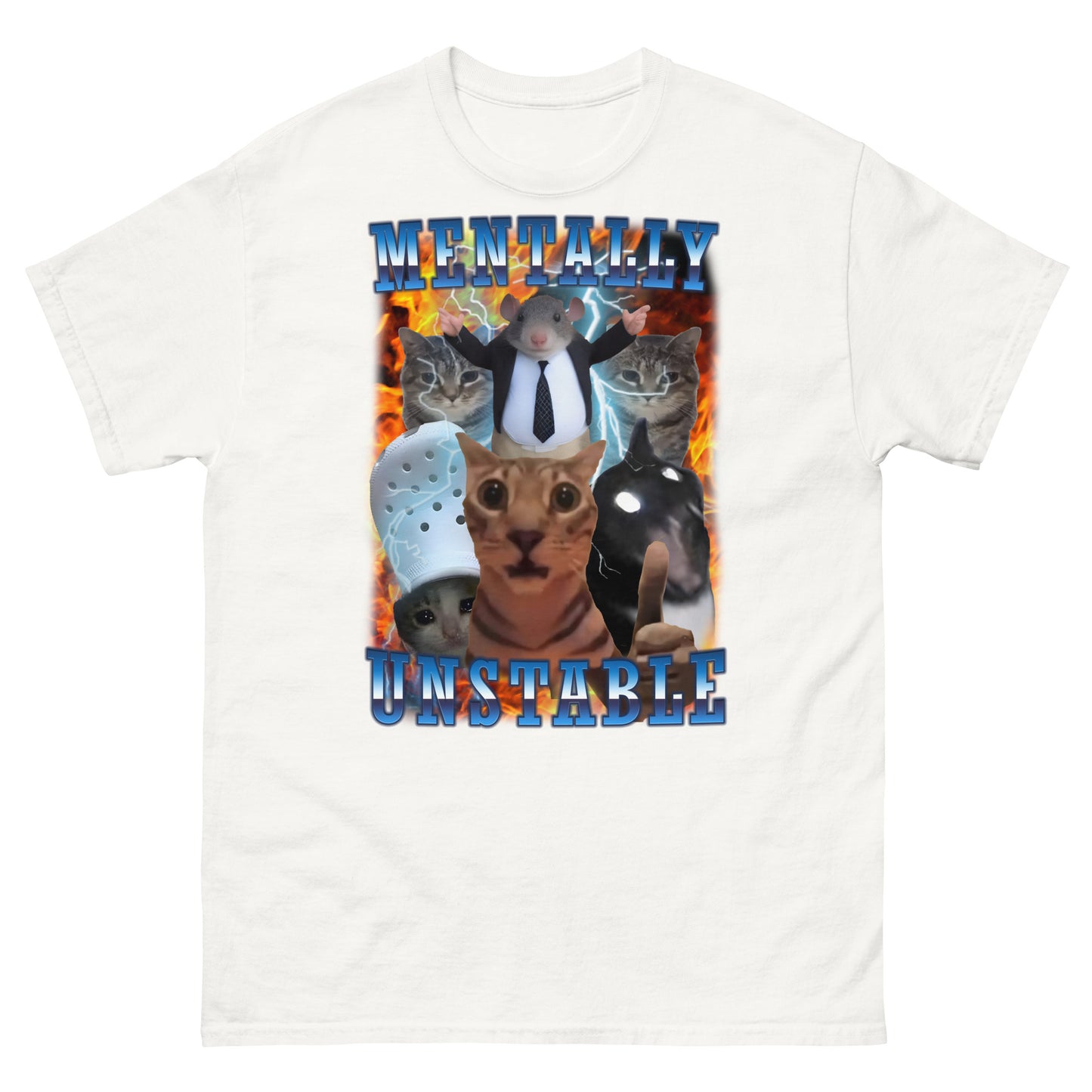 Mentally Unstable Funny Cat Meme Tee Shirt