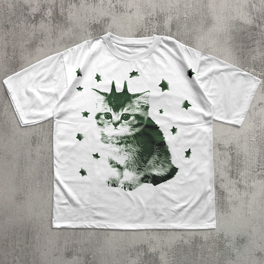 y2k funny alien cat meme t-shirt