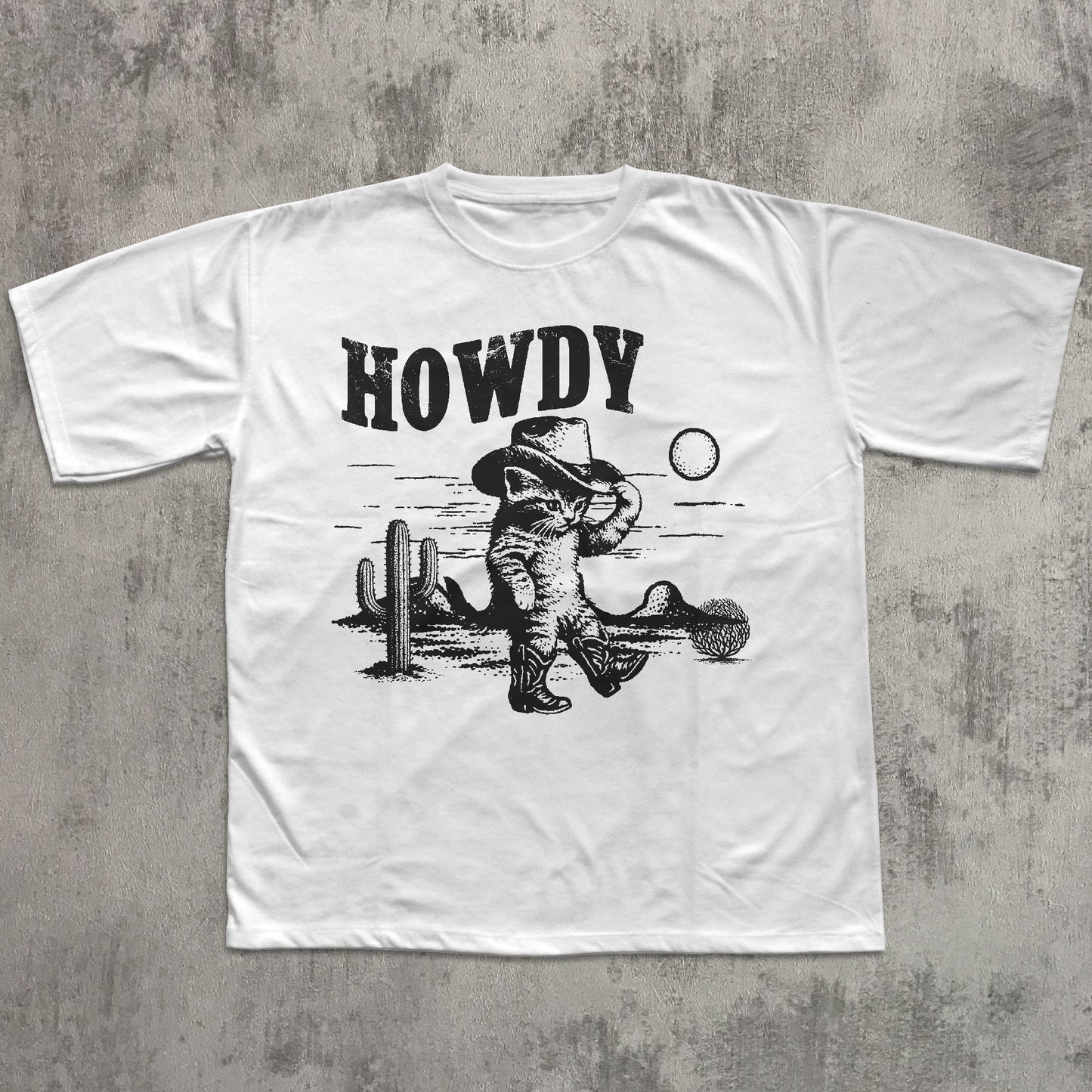 Howdy Graphic Cowboy Cat T-shirt