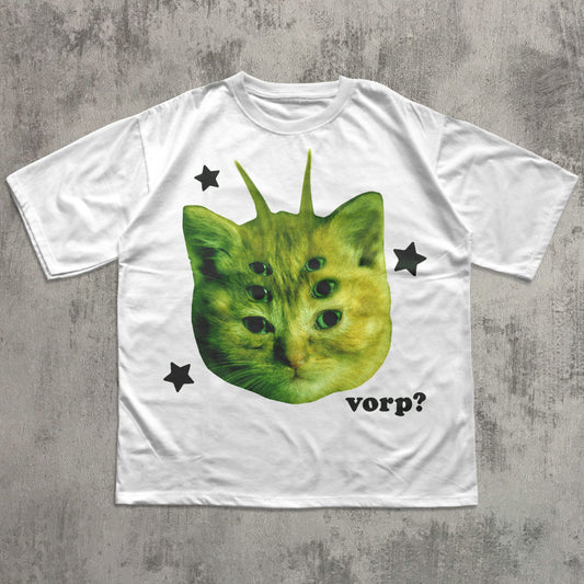 Vorp Funny Alien Cat Meme T-shirt, Silly Cats Shirt, Stupid Shirts, Unhinged Clothes, Brainrot Tee