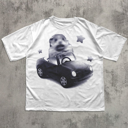 Y2k Scared Hamster in Car T-shirt, 2000s Vintage Graphic Tee, 90s Retro Shirt, Silly Tshirt