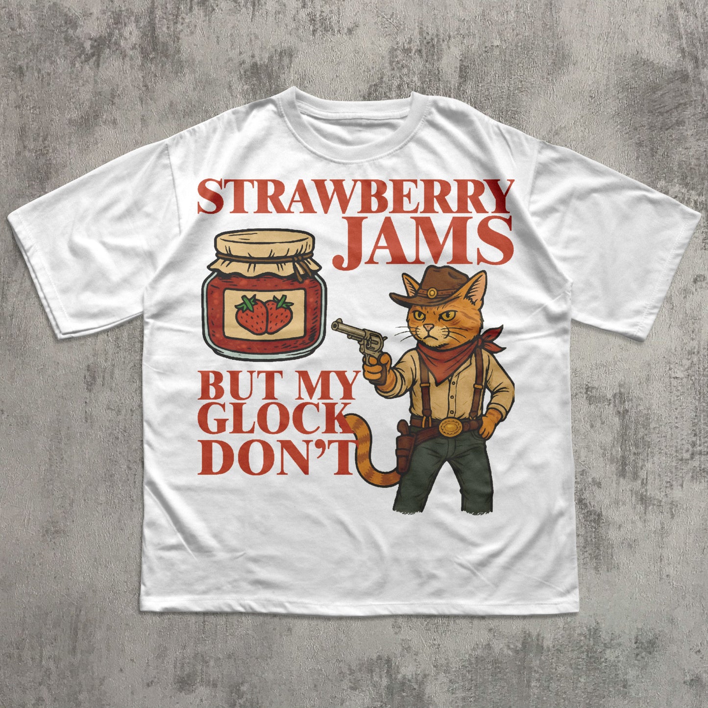 Strawberry Jams But My Glock Don't Shirt, Funny Cat Meme T-shirt