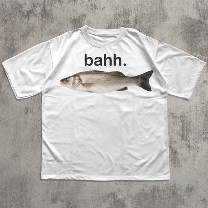 Bahh Funny Sea Bass T-shirt, Fish Meme Shirt, Unhinged Clothes, Ironic Shirts