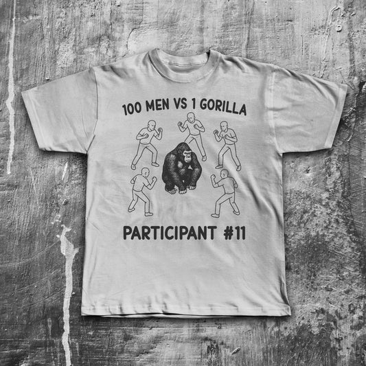 100 Men Vs 1 Gorilla Funny Brainrot T-shirt, Viral Tik Tok Meme Shirt