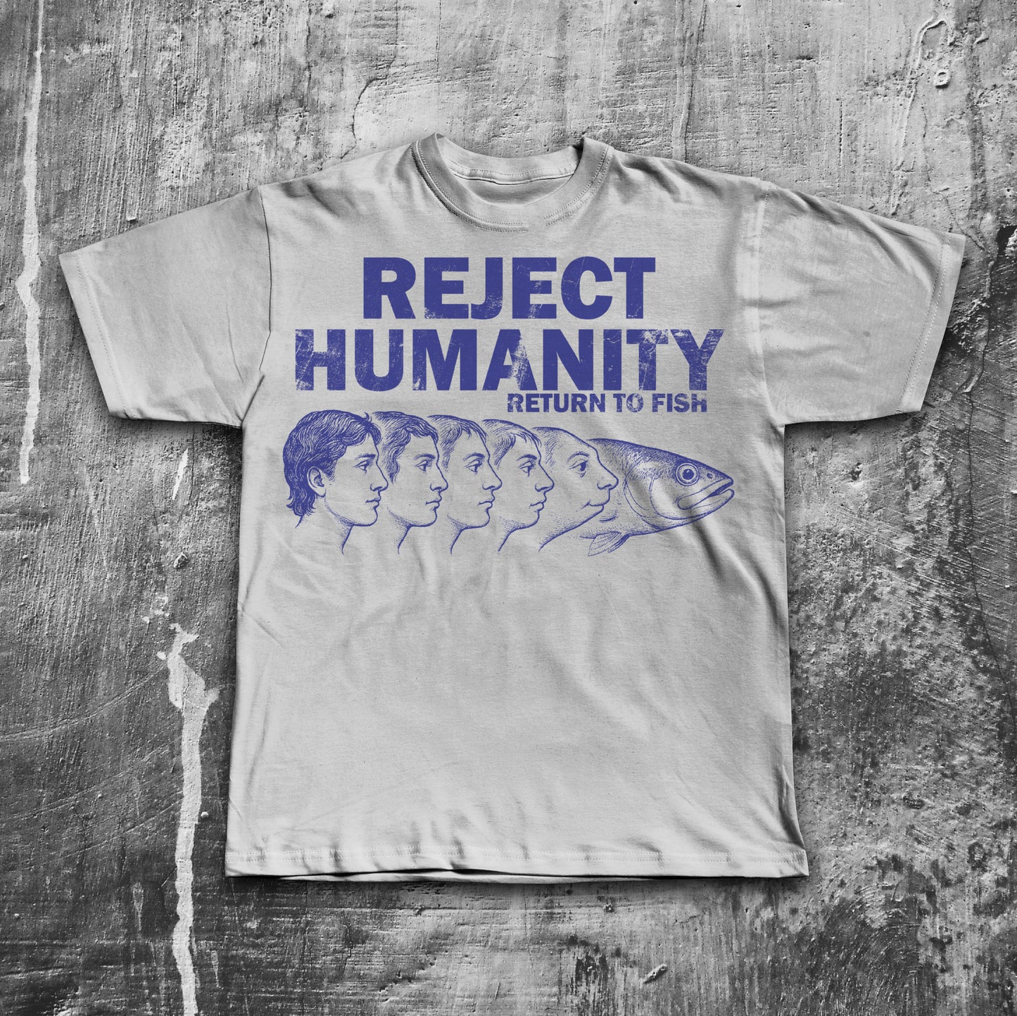 Reject Humanity Return to Fish Shirt, Weird Graphic Tee, Fish Evolution Meme T-Shirt, Gift for Men and Women, Ironic Shirts