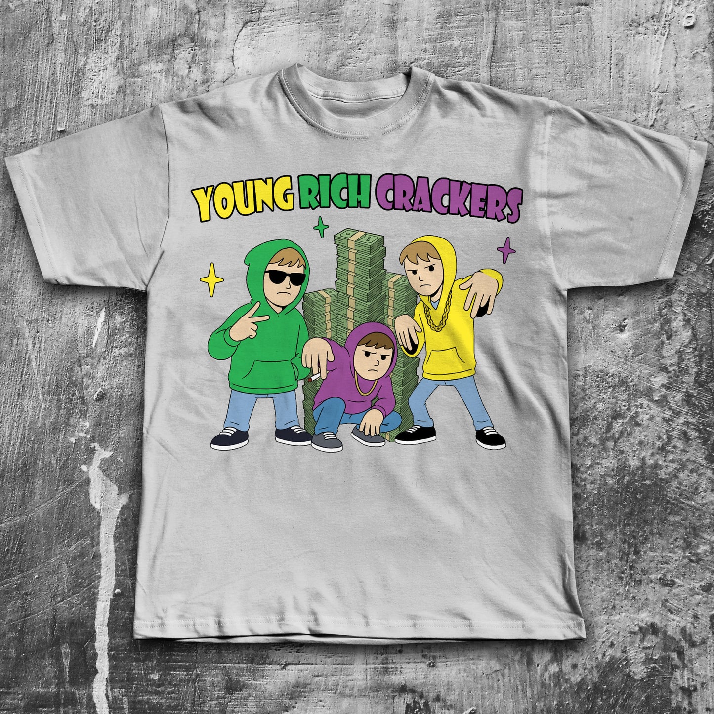 Young Rich Crackers Funny Cartoon T-shirt, Meme Shirts, Unhinged Clothes