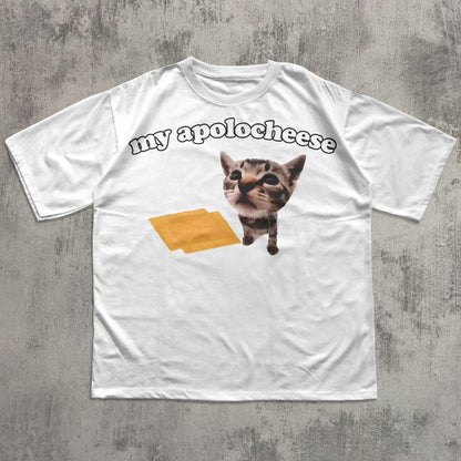 My Apolocheese Funny Cat Meme Tee Shirt Gift for Woman and Man